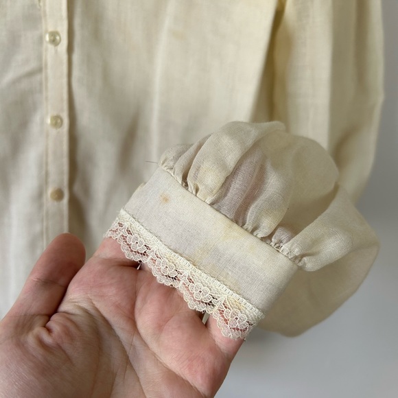 Vintage 70’s Jessica's Gunne Sax Gauzy Cream Lace Edwardian Prairie Blouse - Picture 7 of 12